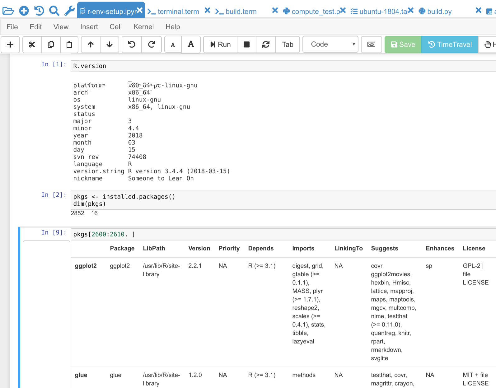 Exploring the stack of installed R packages in a Jupyter notebook